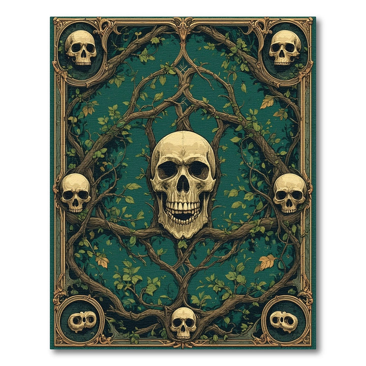 Skull Vine Teal Area Rug