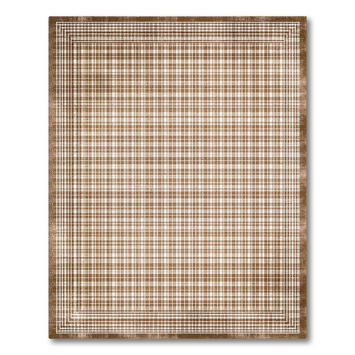 Vintage Brown Gingham Checkered Area Rug
