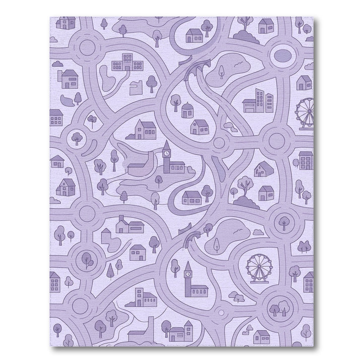 Purple Town Map Road Network Rug