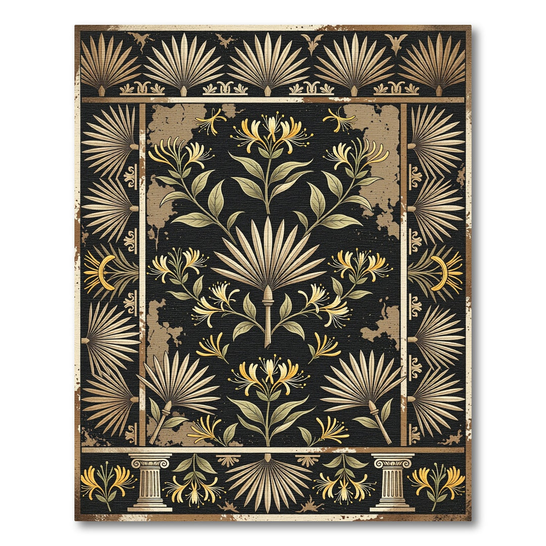 Art Nouveau Gold Honeysuckle Botanical Rug