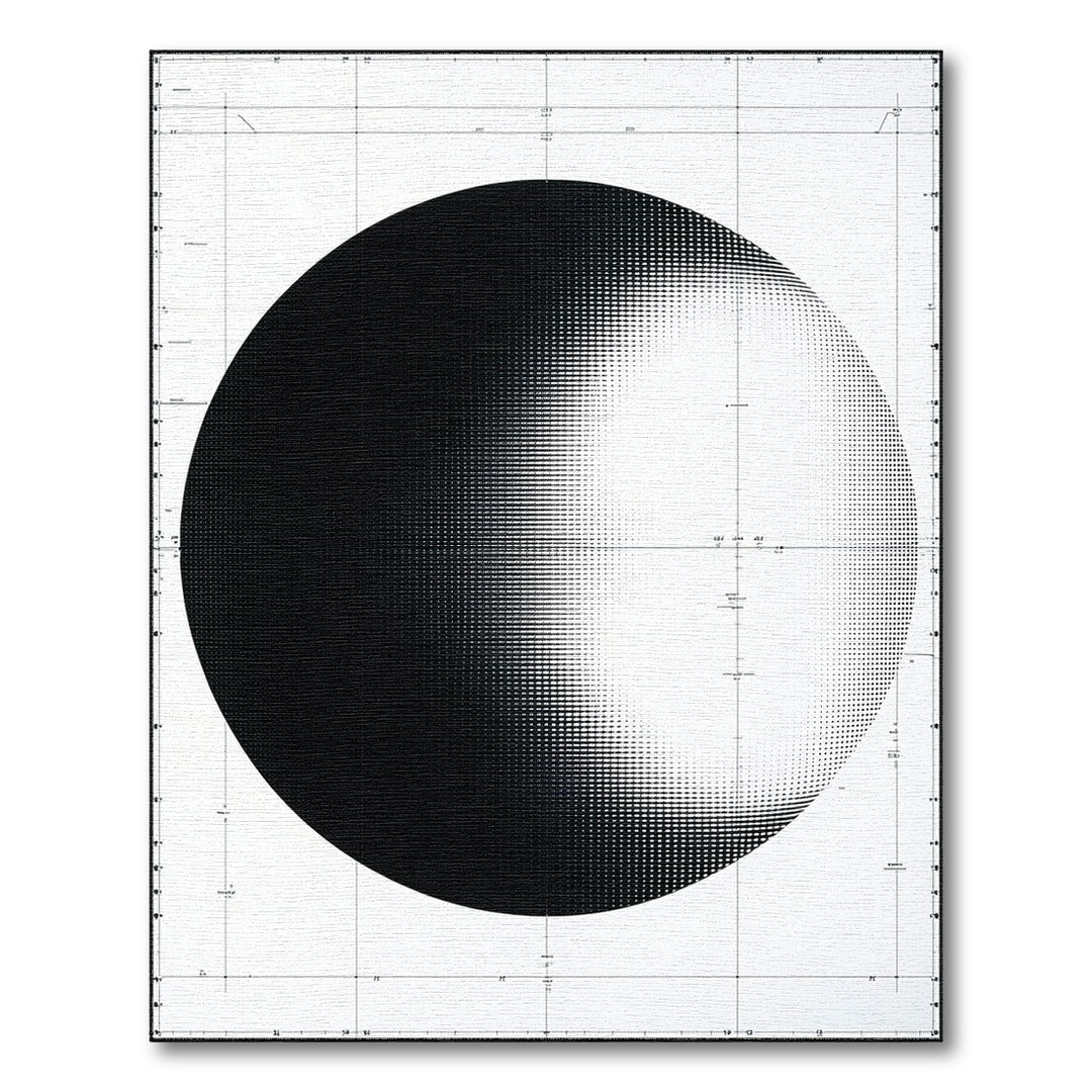 Black White Halftone Circle Area Rug