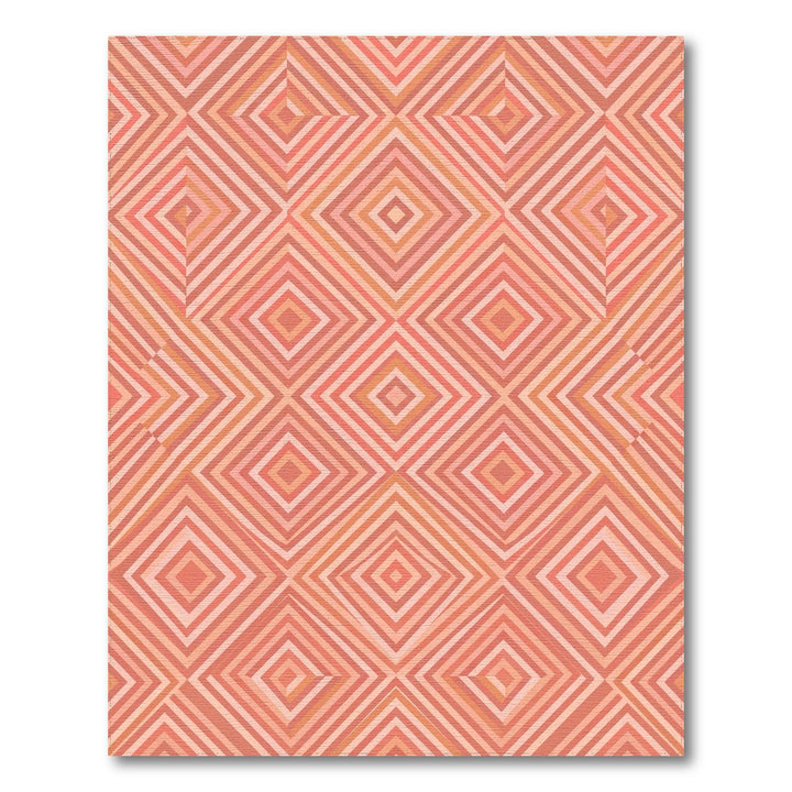 Coral Diamond Geometric Inlay Rug