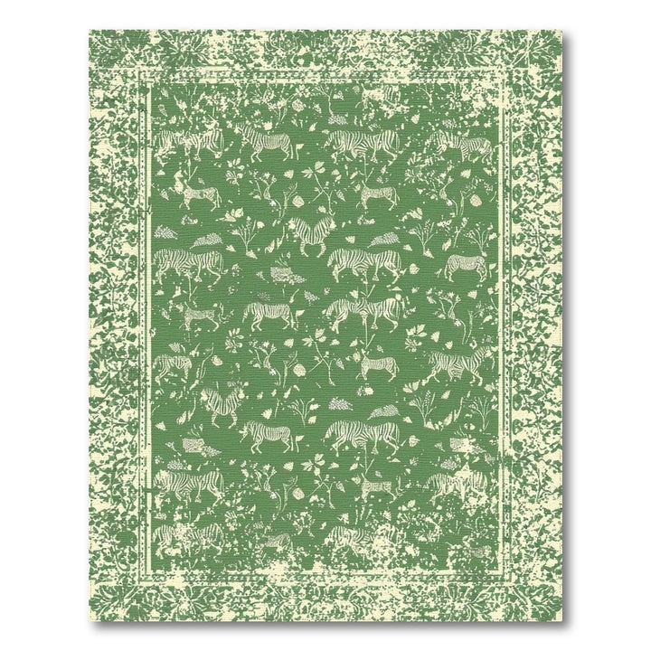 Green Zebra Floral Area Rug