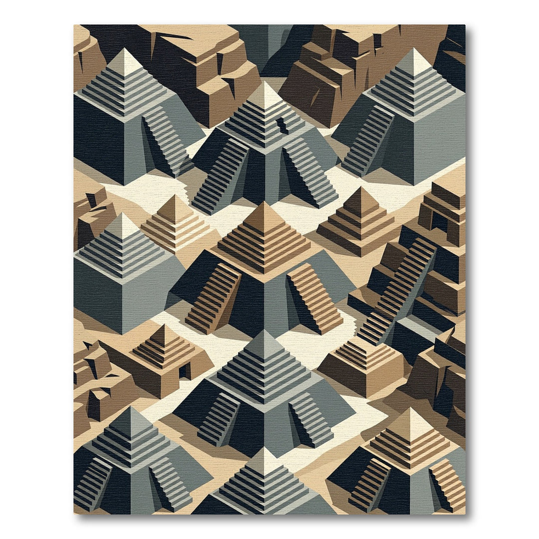 Geometric Stepped Pyramid Composition Rug