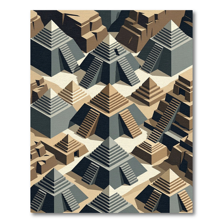 Geometric Stepped Pyramid Composition Rug