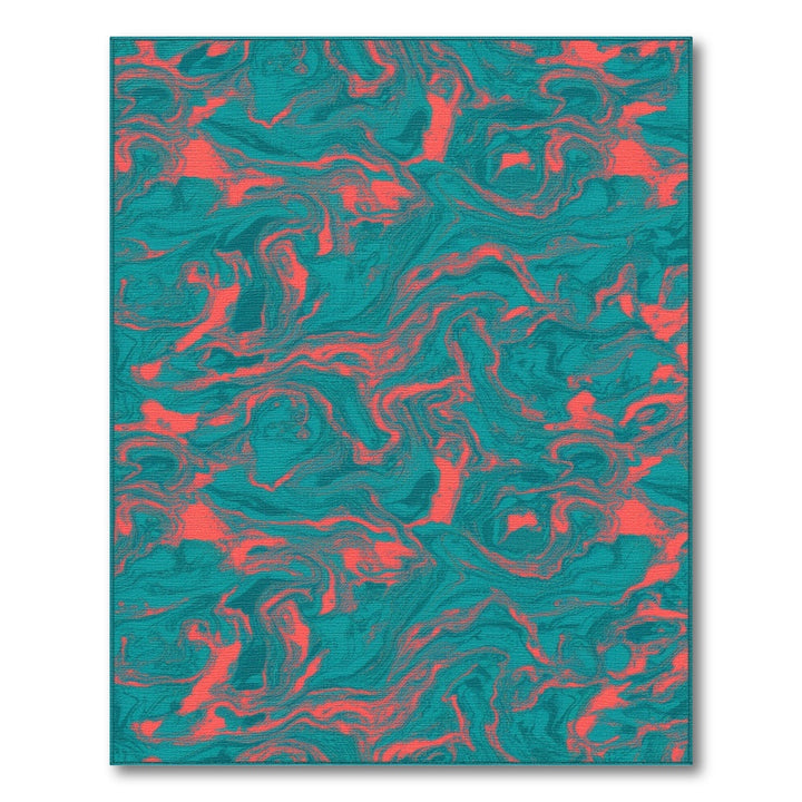 Teal Abstract Swirl Abstract Area Rug