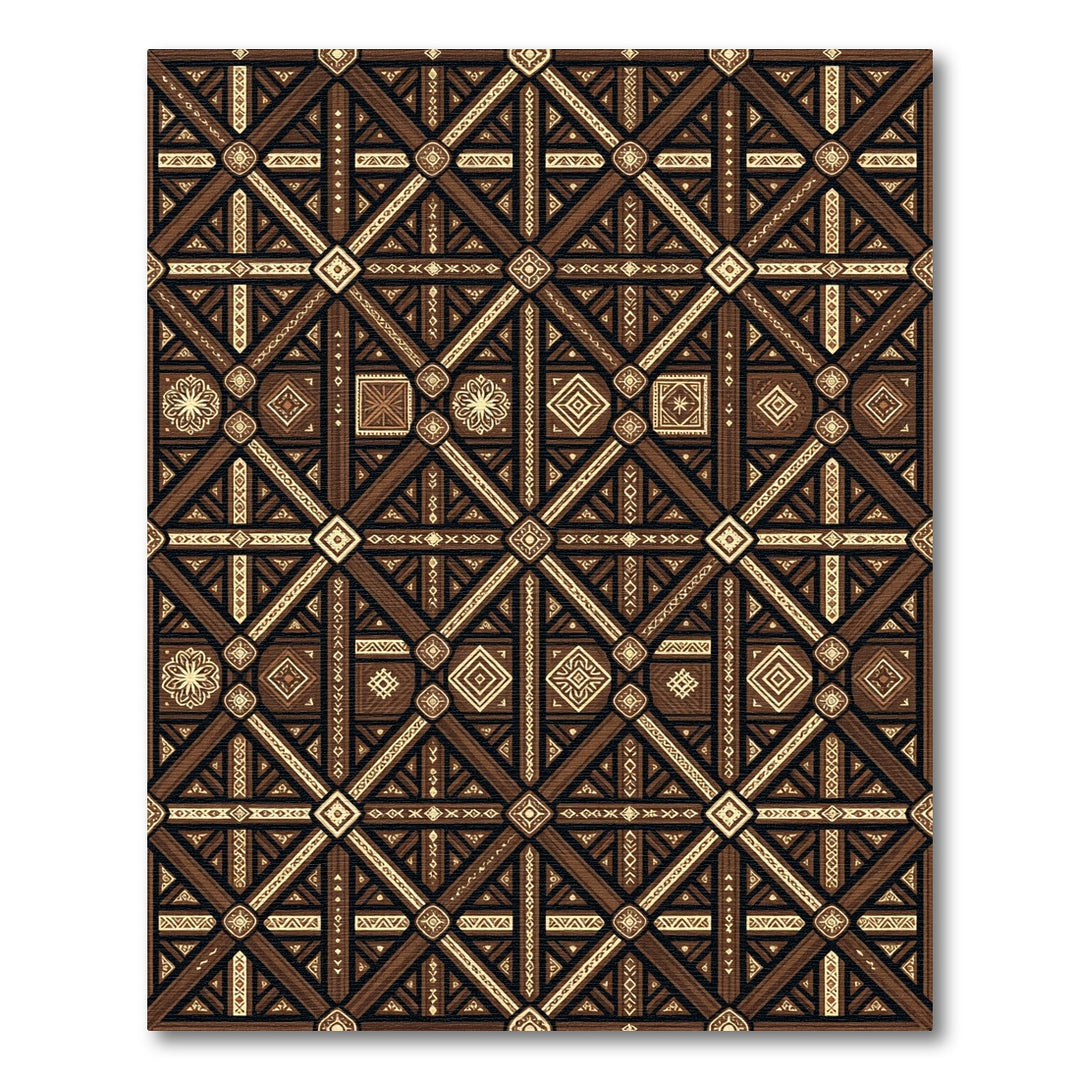 Antique Brown Geometric Medina Diamond Rug
