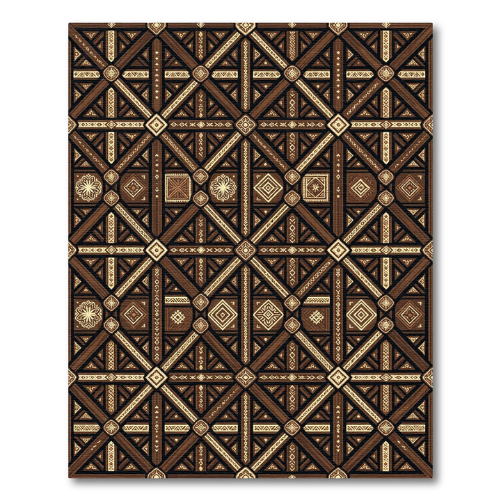 Antique Brown Geometric Medina Diamond Rug