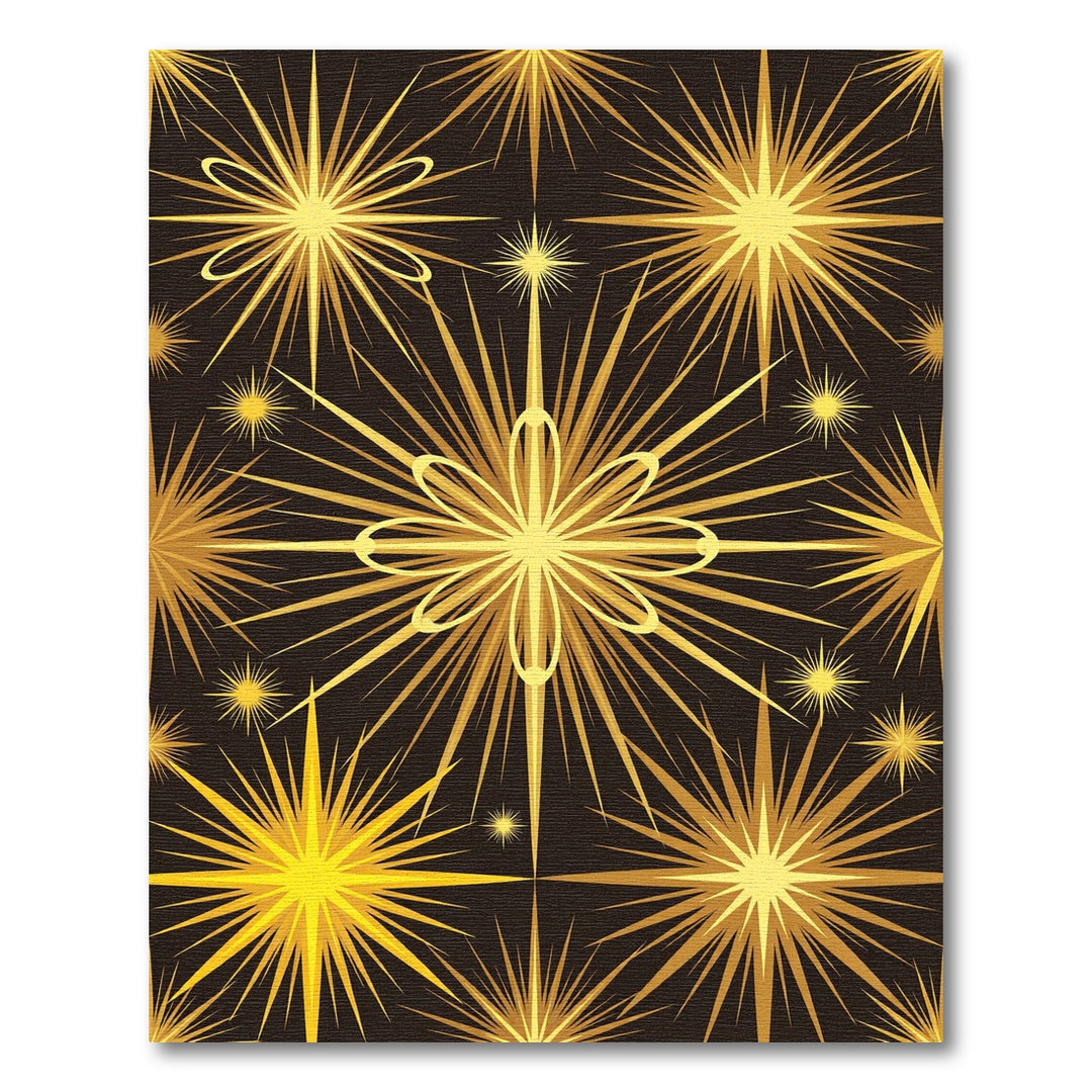 Golden Starburst Abstract Art Rug