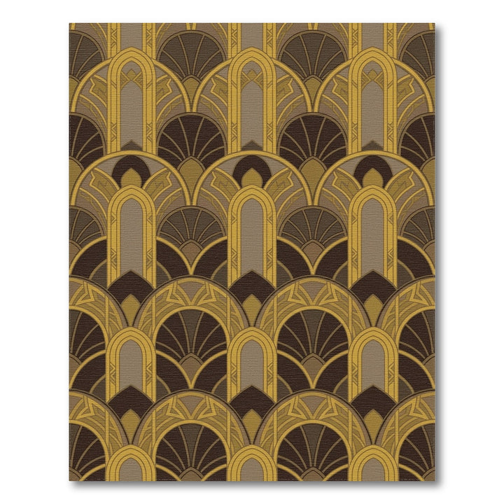 Golden Brown Art Deco Arches Rug