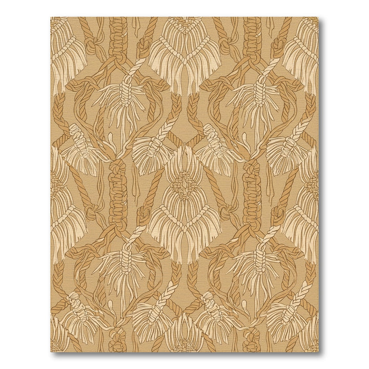 Neutral Tan Macrame Tassel Rug