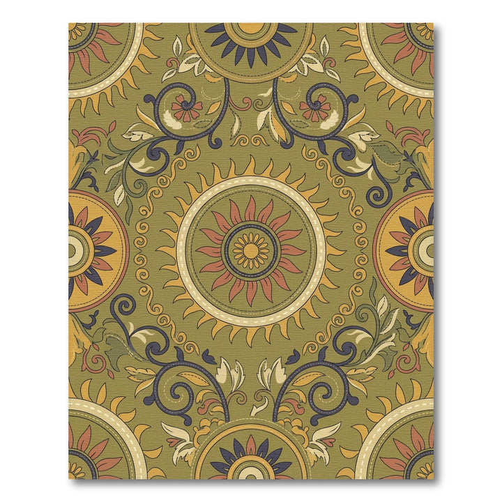 Ochre Sunburst Floral Medallion Rug