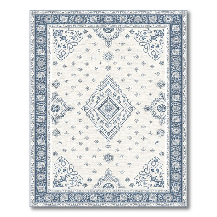 Blue Persian Medallion Washable Area Rug