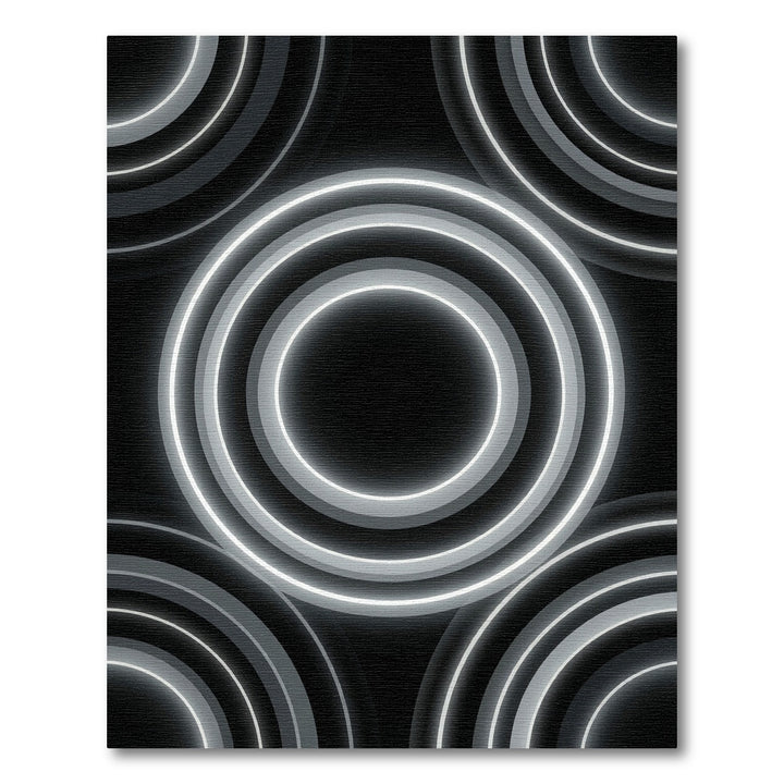Glowing White Concentric Circles Rug