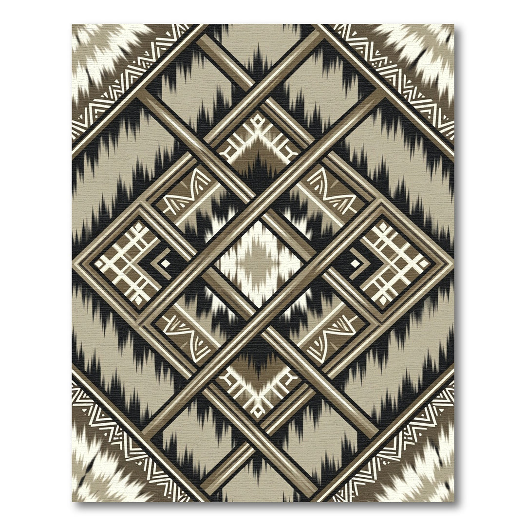 Ethnic Geometric Diamond Brown Rug