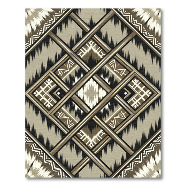 Ethnic Geometric Diamond Brown Rug