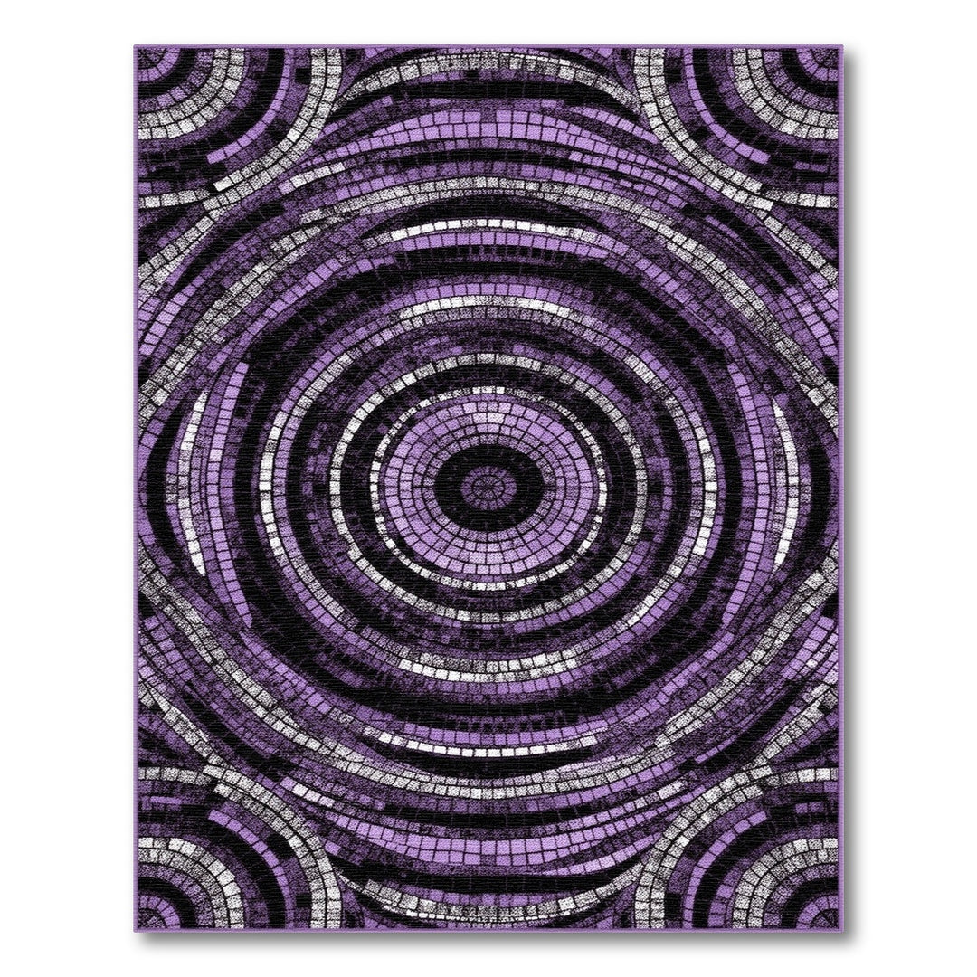 Purple Concentric Mosaic Area Rug