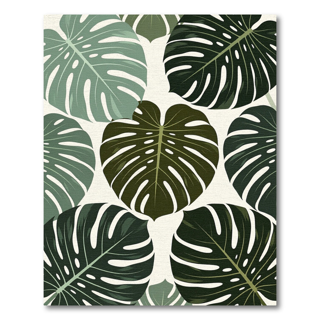 Green Tropical Monstera Leaf Pattern Rug