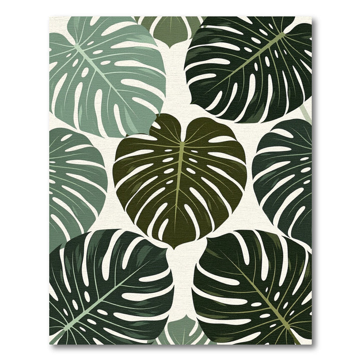 Green Tropical Monstera Leaf Pattern Rug