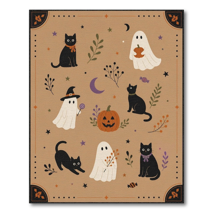 Halloween Black Cats Ghosts Kids Area Rug