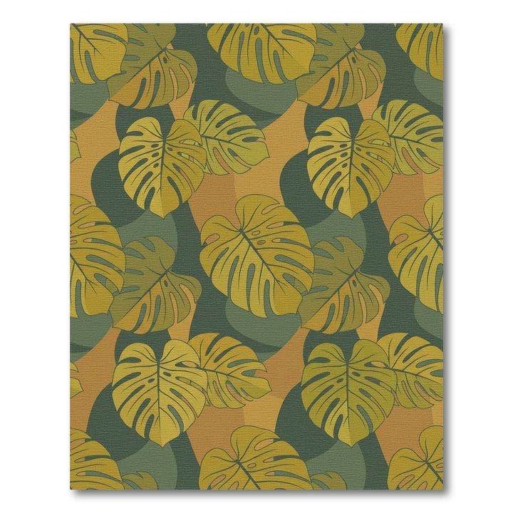 Golden Monstera Leaf Botanical Blend Rug