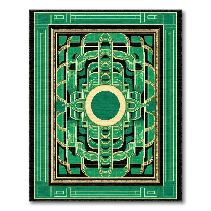 Green Interlocking Geometric Area Rug