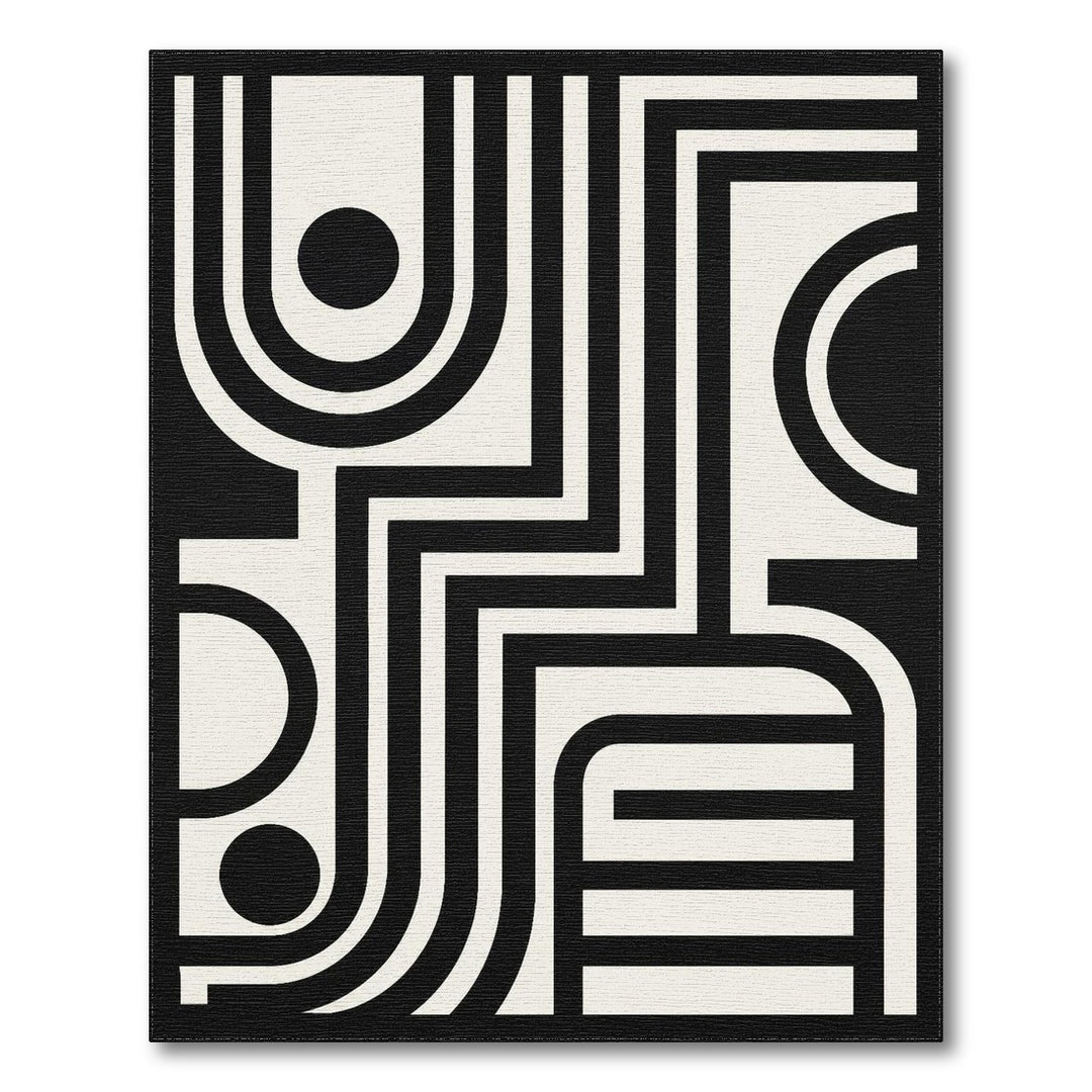 Bold Black White Geometric Area Rug