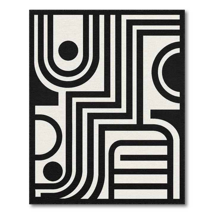Bold Black White Geometric Area Rug