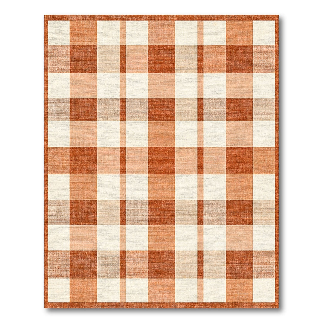 Geometric Modern Checkered Orange Checkered Geometric Area Rug