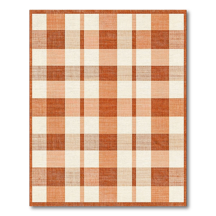 Geometric Modern Checkered Orange Checkered Geometric Area Rug