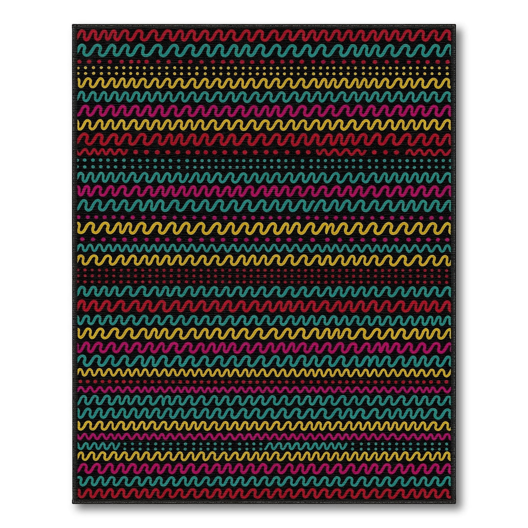 Multi-Color Wave Pattern Area Rug