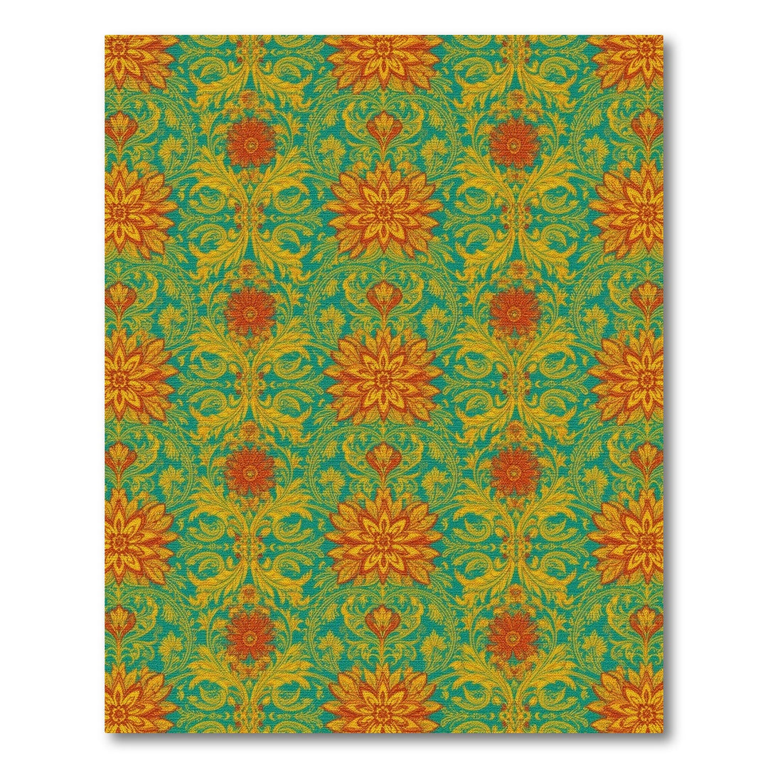 Teal Floral Vintage Area Rug