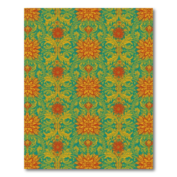 Teal Floral Vintage Area Rug