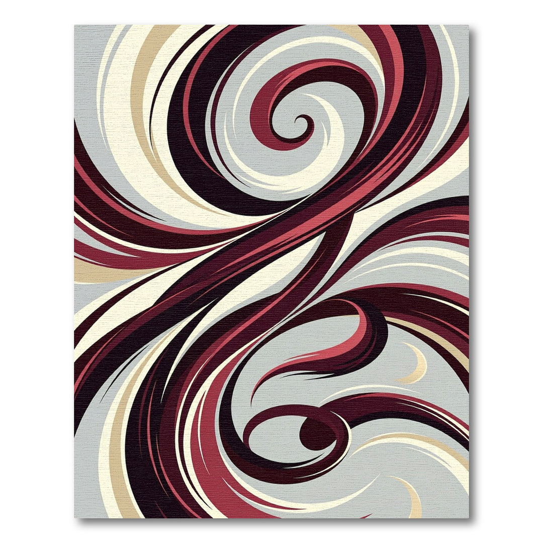 Majestic Maroon Swirl Abstract Art Rug