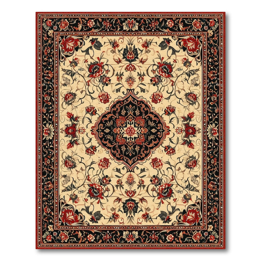 Red Floral Persian Medallion Traditional Persian Area Rug