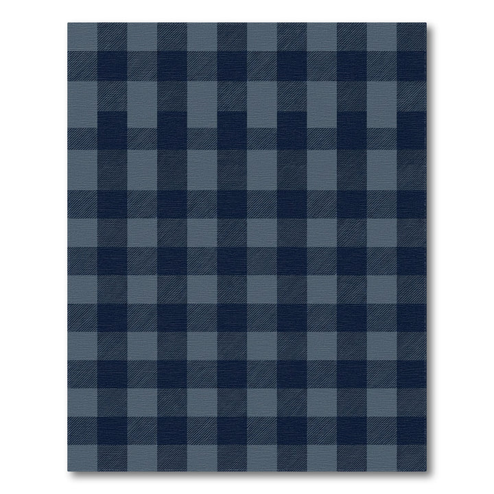 Navy Blue Tonal Plaid Check Rug