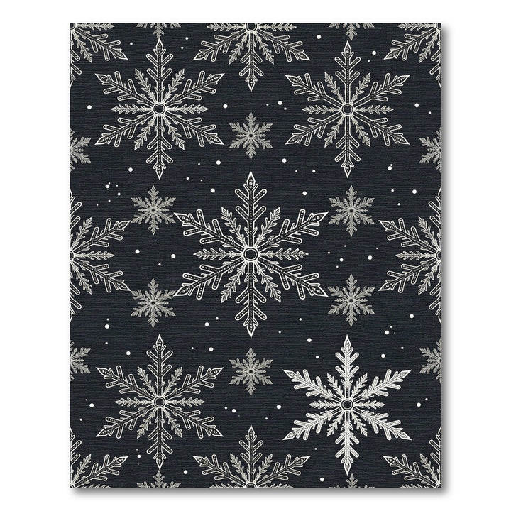 Black White Snowflake Christmas Pattern Rug