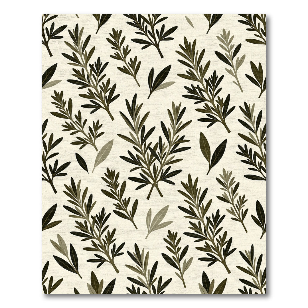 Botanical Green Branch Repeating Pattern Rug