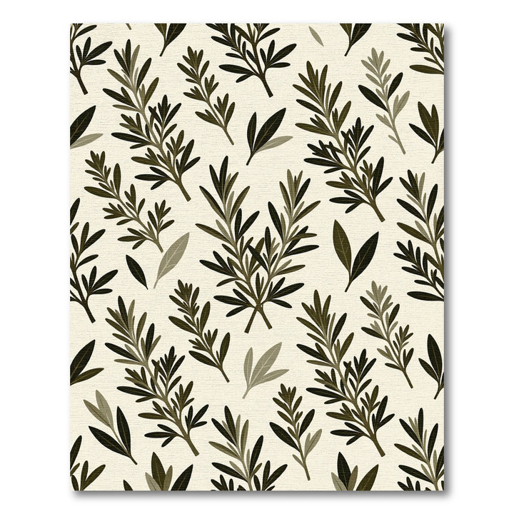 Botanical Green Branch Repeating Pattern Rug
