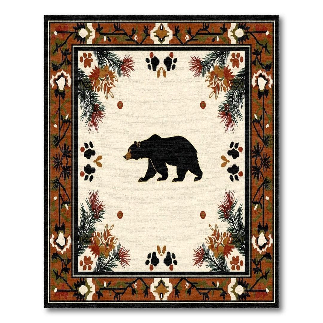 Brown and Tan Black Bear Woodland Area Rug