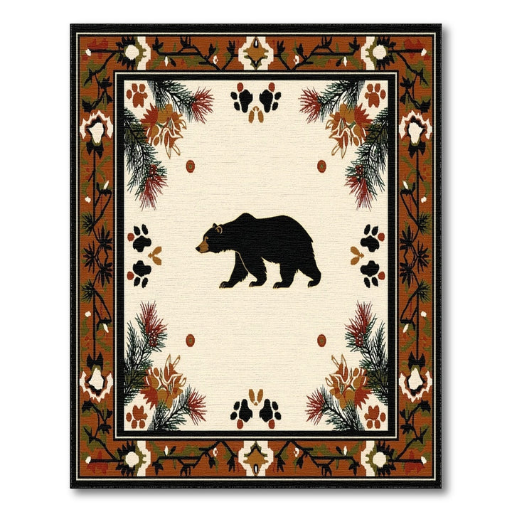 Brown and Tan Black Bear Woodland Area Rug