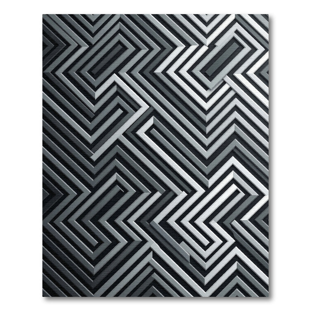 Abstract Zigzag Geometric Gray Rug
