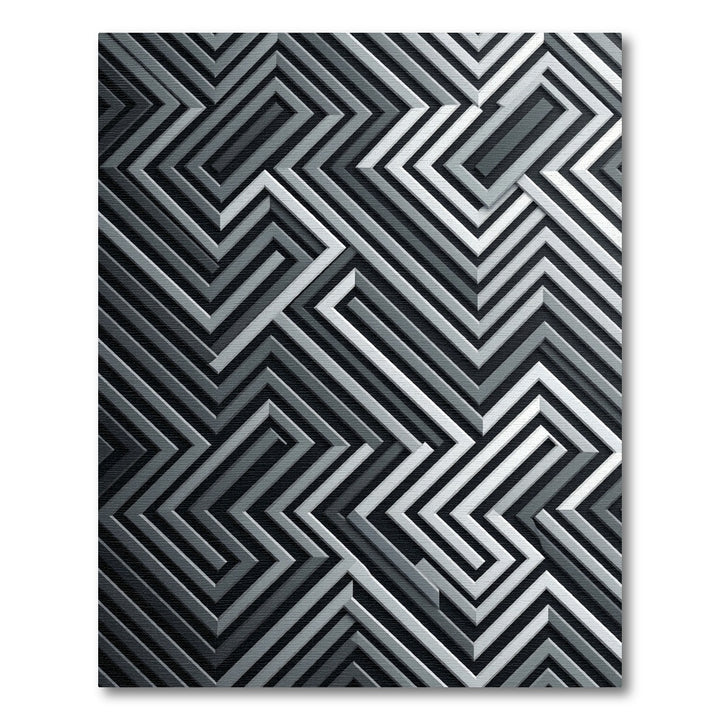 Abstract Zigzag Geometric Gray Rug