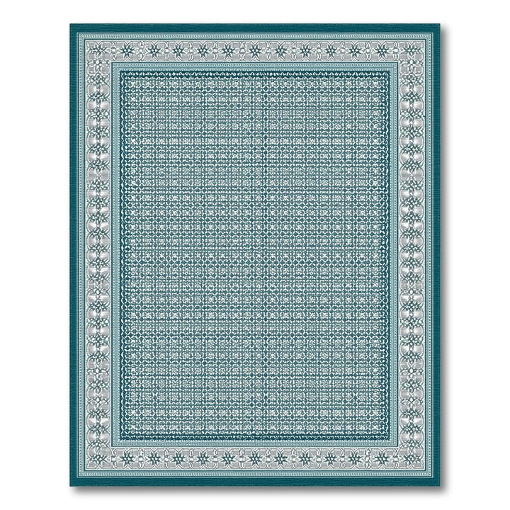 Teal Persian Area Rug with Ornate Border