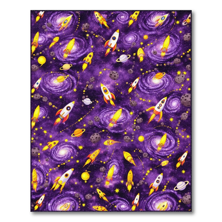 Purple Cosmic Rockets Kids Area Rug