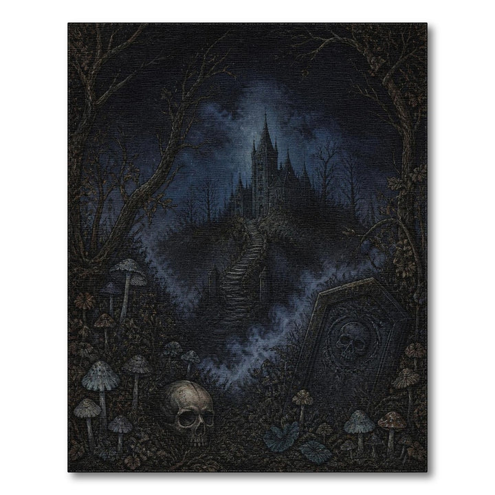 Gothic Castle Skull Distressed Area Rug