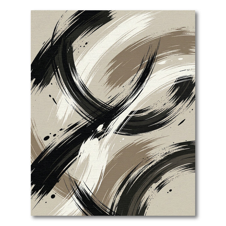Abstract Black Sepia Brushstroke Rug