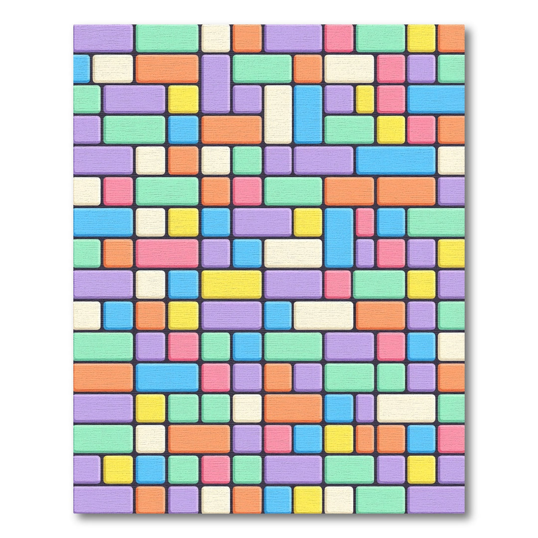 Retro Tetris Blocks Colorful Rug