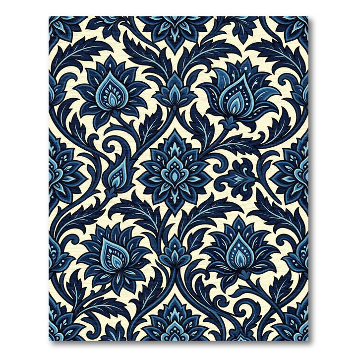 Deep Indigo Scrolling Floral Rug