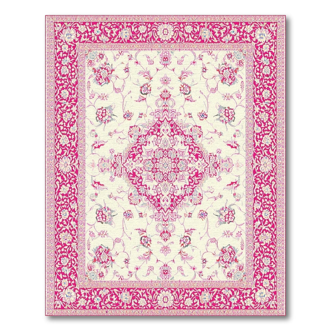 Pink Floral Medallion Vintage Area Rug